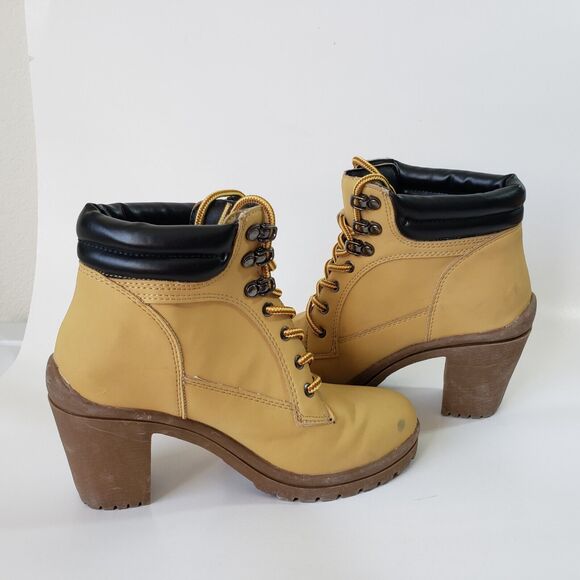 Joe Boxer Allyn Chunky Ankle Booties Women 8 Beige Tan Faux Leather Block Heel - Picture 11 of 16